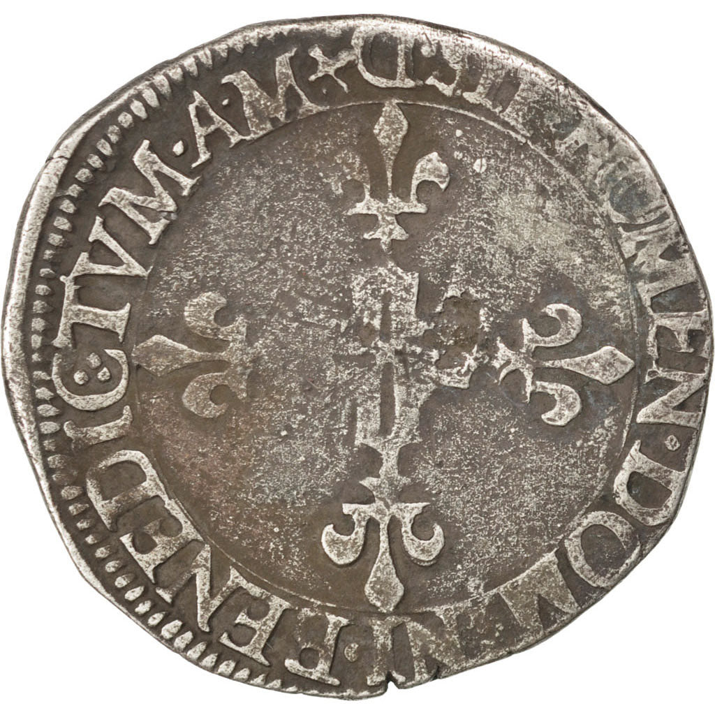 FRANCE, Double Sol Parisis, 1578, Lyons, VF(20-25), Silver, Sombart #4472, 4.20