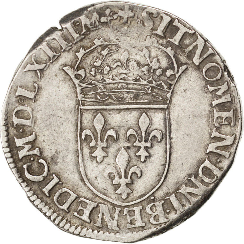 FRANCE, Teston, 1563, Lyons, EF(40-45), Silver, Sombart #4618, 9.42