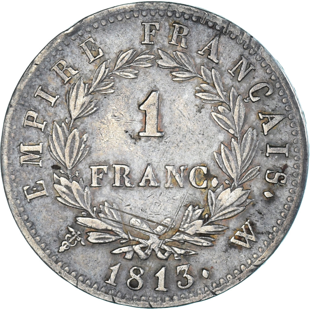 Moneda, Francia, Napoleon I, Franc, 1813, Lille, MBC, Plata, KM:692.16