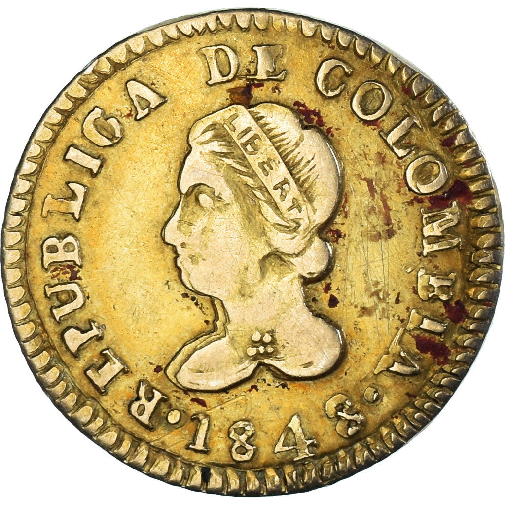 Coin, Colombia, Escudo, 1848, Popayan, FAUX, VF(30-35), Gold