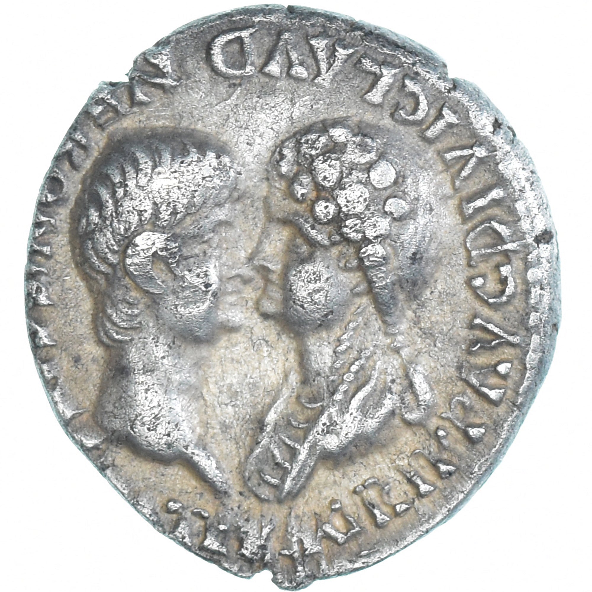 Nero and Agrippina, Denarius, 54, Rome, Silber, SS, RIC:2