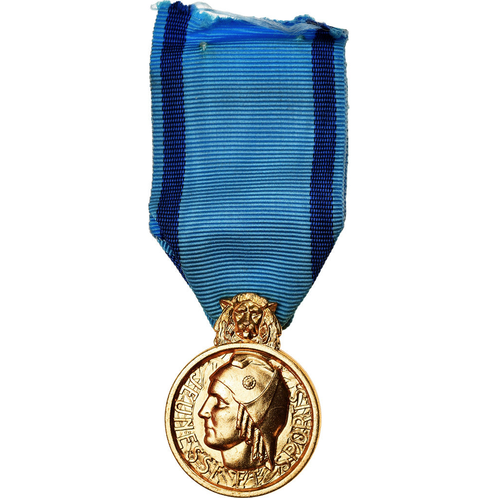 Francia, Jeunesse et sports, medalla, Sin circulación, Bronce dorado, 28