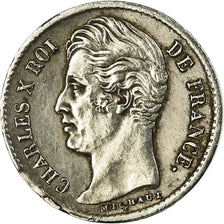 Coin, France, Charles X, 1/4 Franc, 1828, La Rochelle, AU(50-53), Silver