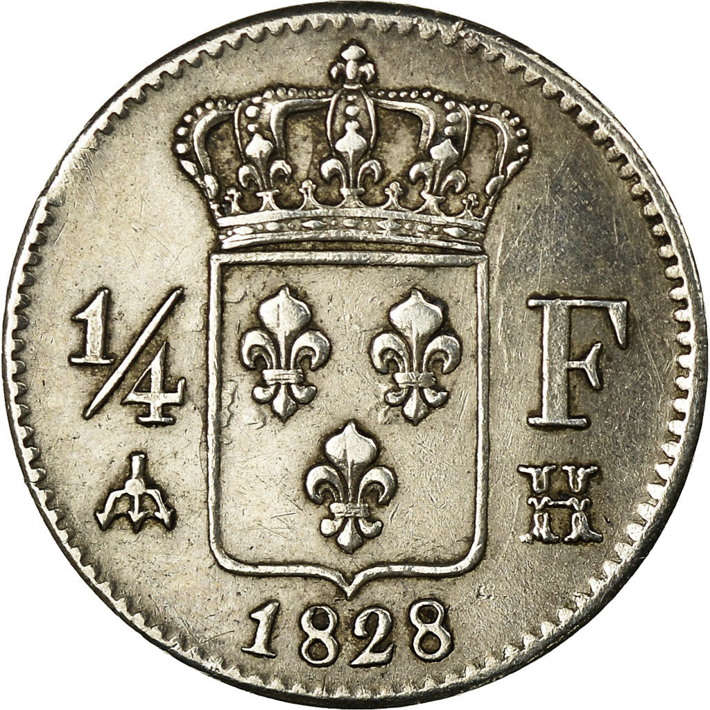 Münze, Frankreich, Charles X, 1/4 Franc, 1828, La Rochelle, SS+, Silber