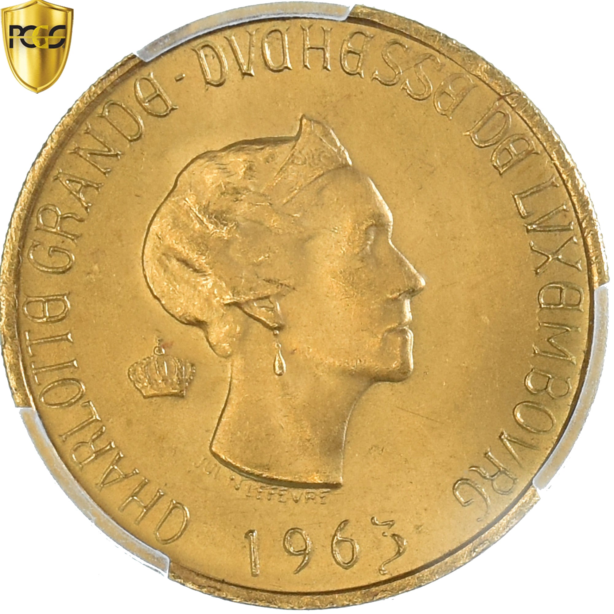 Coin, Luxembourg, Charlotte, 20 Francs, 1963, Brussels, ESSAI, PCGS, MS65