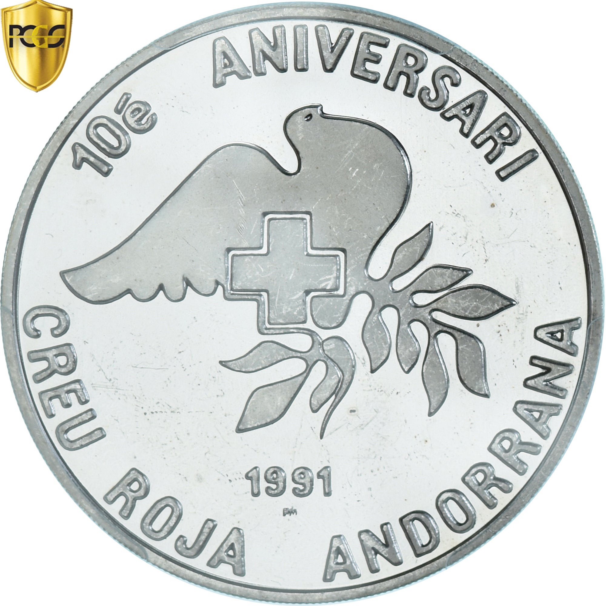 Coin, Andorra, Croix Rouge, 25 Diners, 1991, Pobjoy Mint, Proof, PCGS, PR63DCAM