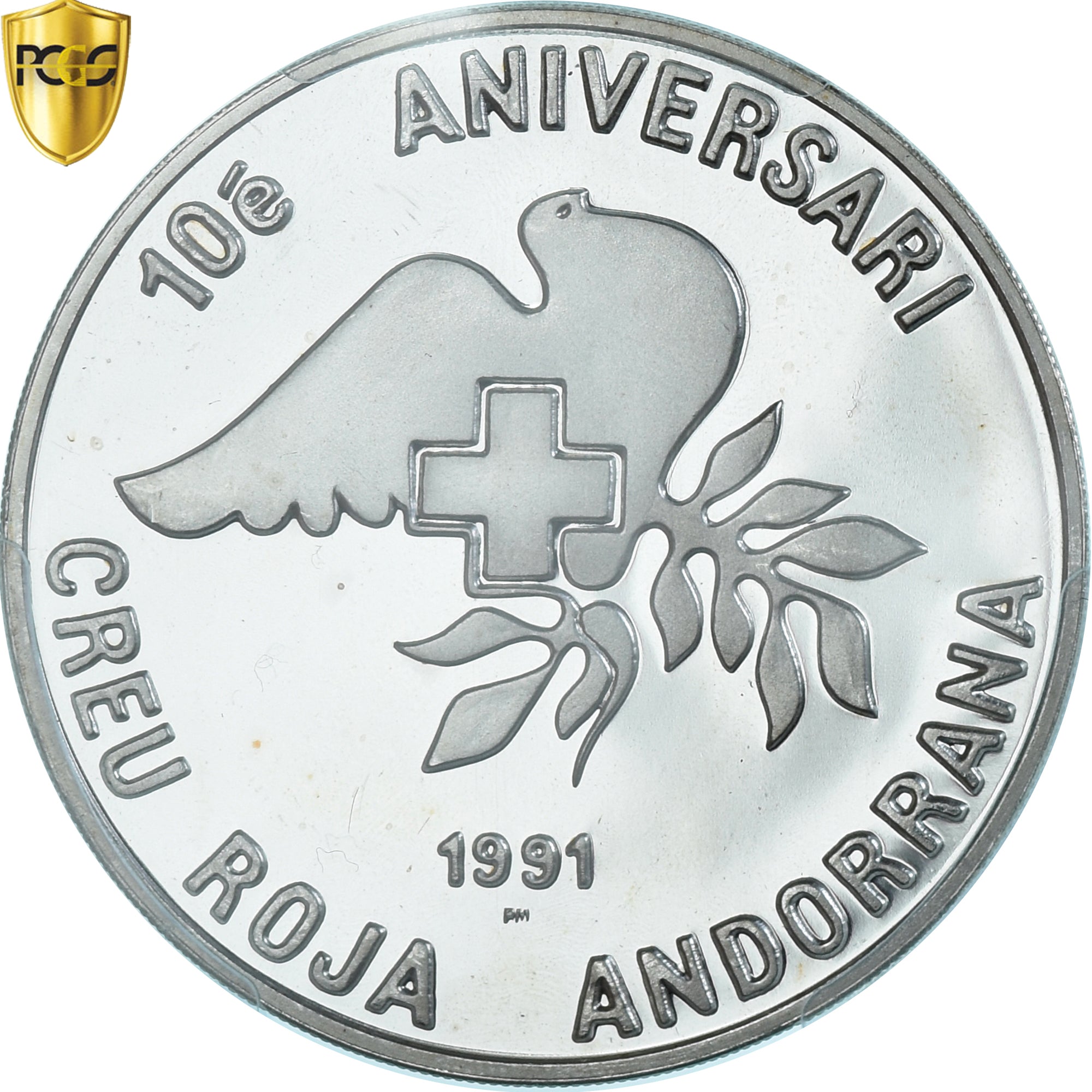 Coin, Andorra, Croix Rouge, 25 Diners, 1991, Pobjoy Mint, Proof, PCGS, PR66DCAM