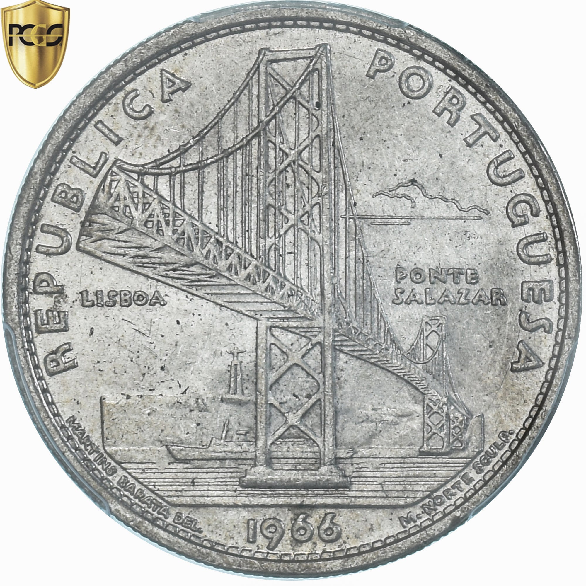 Monnaie, Portugal, Salazar Bridge, 20 Escudos, 1966, Lisbonne, PCGS, MS63, SPL