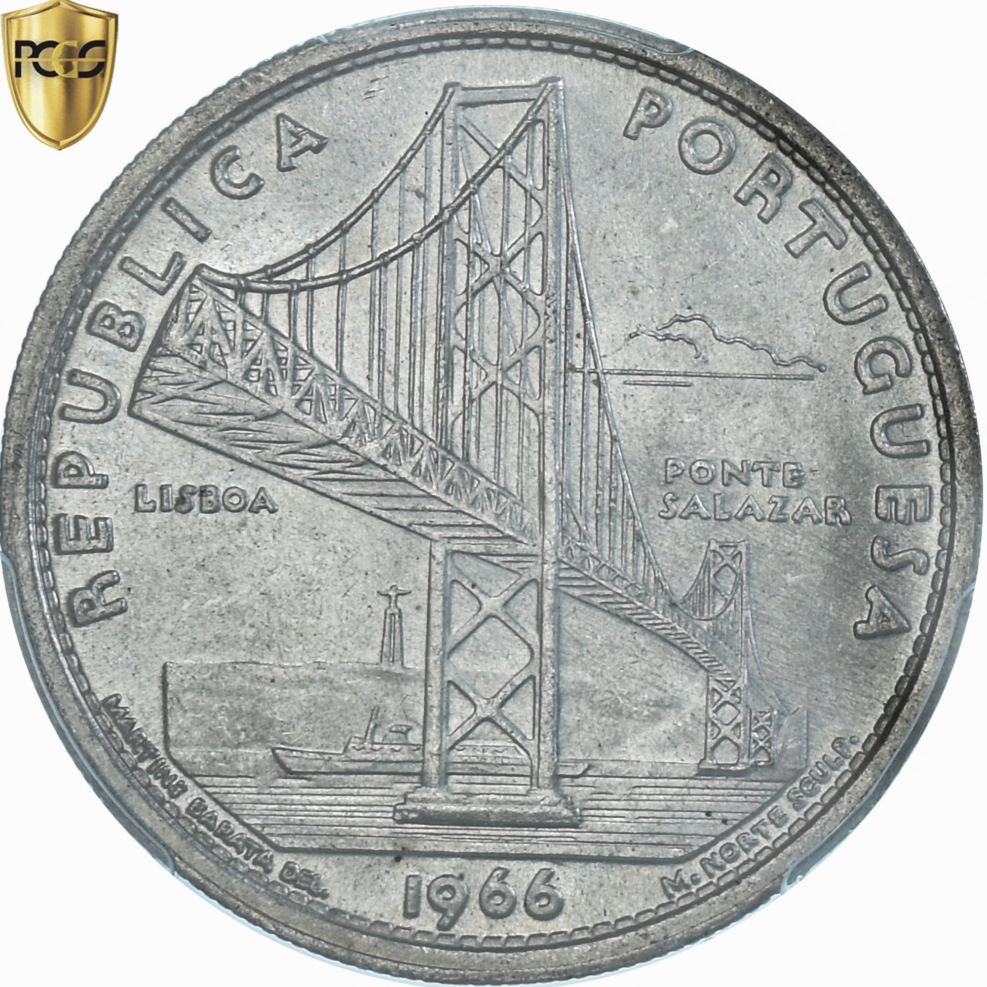 Moeda, Portugal, Salazar Bridge, 20 Escudos, 1966, Lisbon, PCGS, MS64, MS(64)