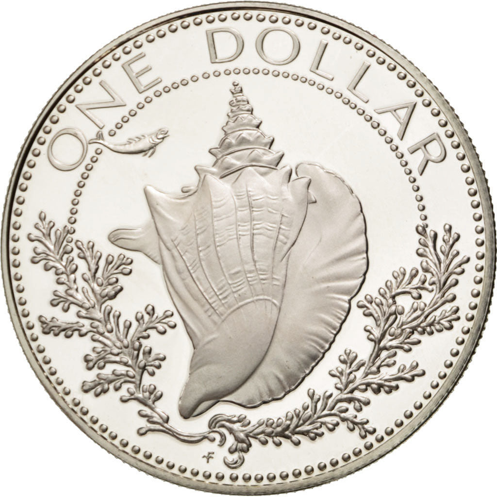 BAHAMAS, Dollar, 1974, Franklin Mint, KM #65a, MS(65-70), Silver, 34, 18.19