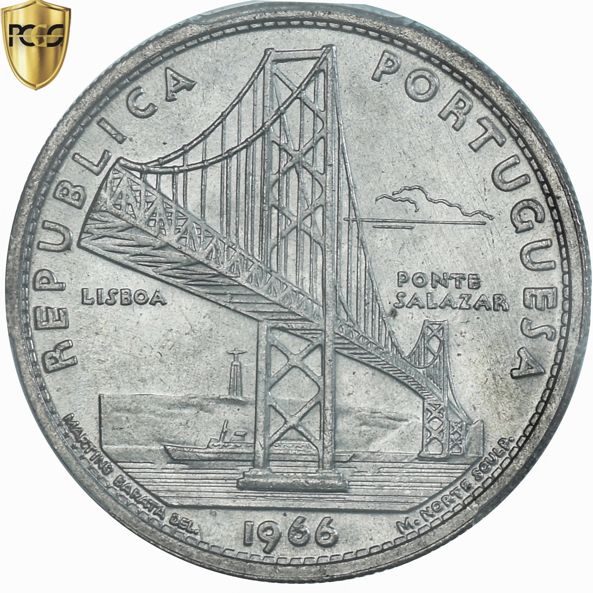 Monnaie, Portugal, Salazar Bridge, 20 Escudos, 1966, Lisbonne, PCGS, MS64, SPL+