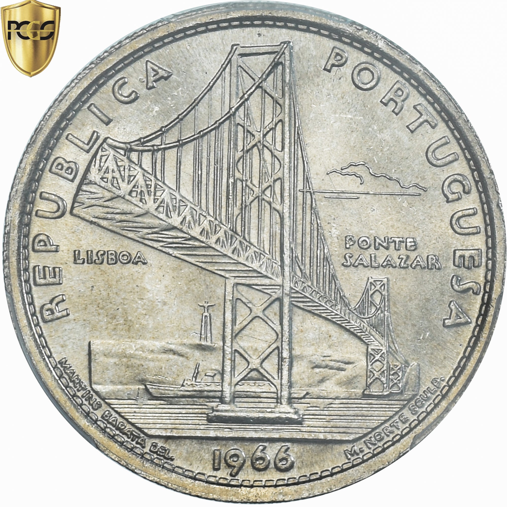 Coin, Portugal, Salazar Bridge, 20 Escudos, 1966, Lisbon, PCGS, MS65, MS(65-70)