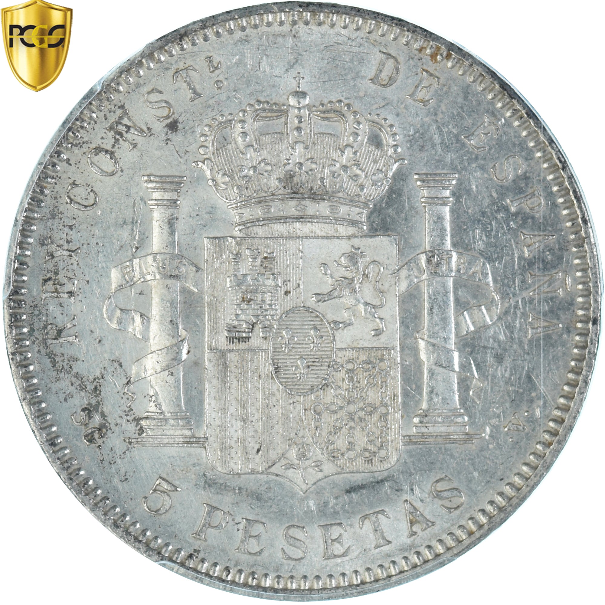 Münze, Spanien, Alfonso XIII, 5 Pesetas, 1899, Madrid, PCGS, Cleaned UNC