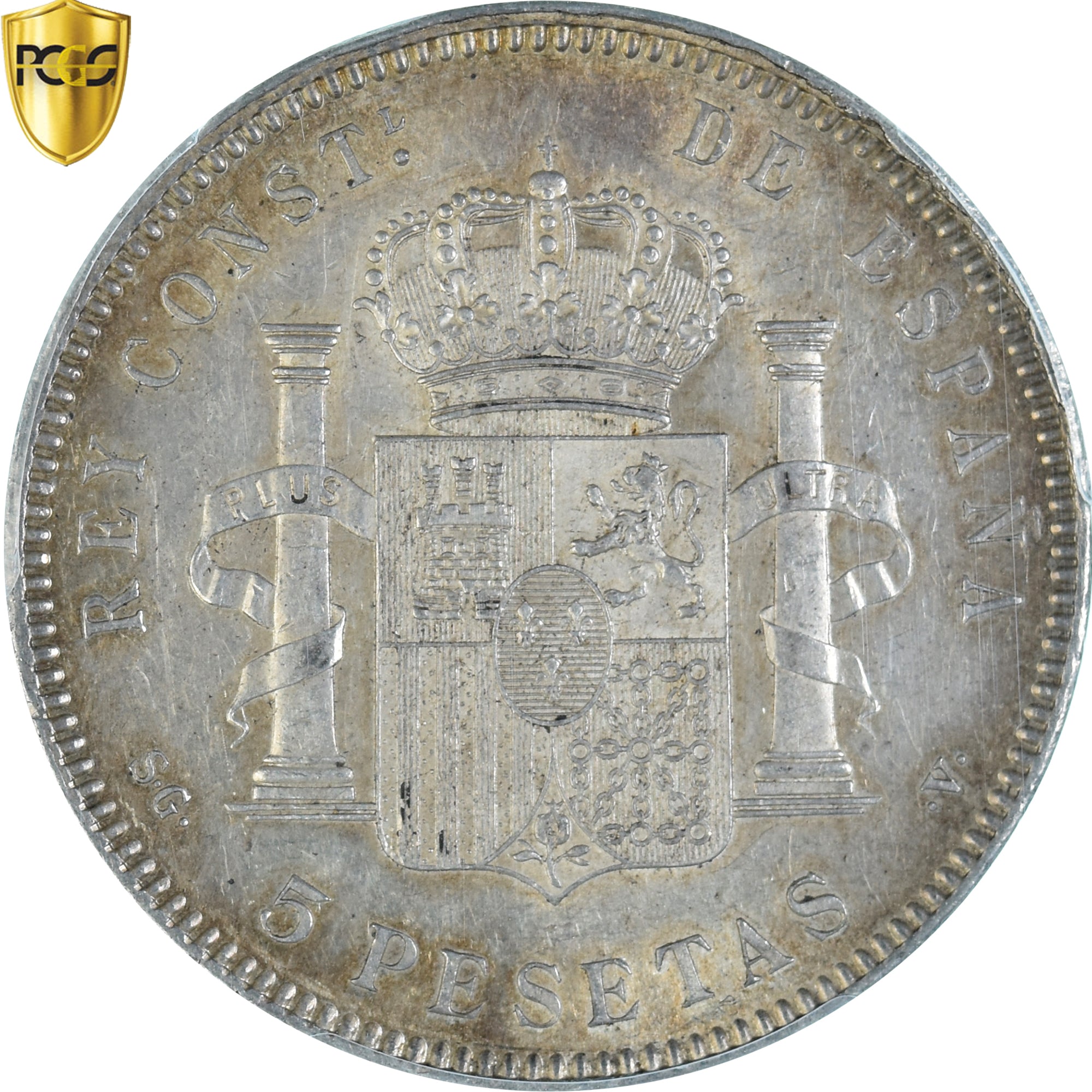 Moneda, España, Alfonso XIII, 5 Pesetas, 1899, Madrid, PCGS, AU55, EBC, Plata
