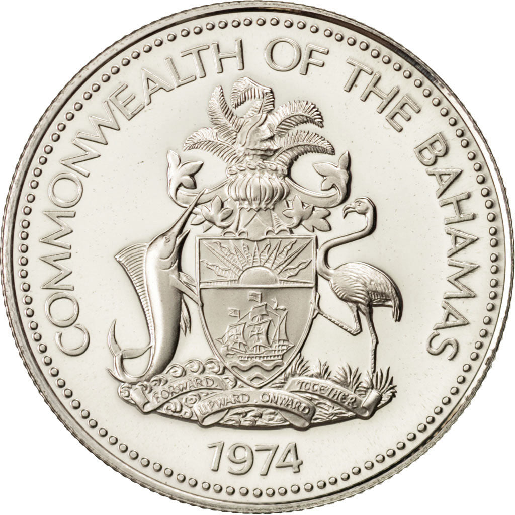BAHAMAS, 50 Cents, 1974, Franklin Mint, KM #64a, MS(65-70), Silver, 29, 10.31