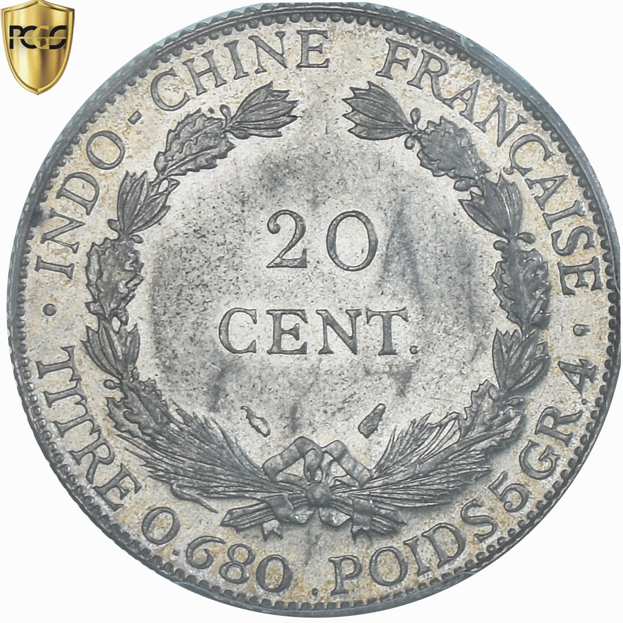 Monnaie, Indochine française, 20 Cents, 1937, Paris, PCGS, AU58, SUP, Argent