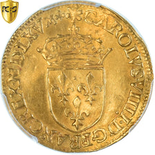 Münze, Frankreich, Charles IX, Écu d'or au soleil, 1565, Lyon, 1st Type, PCGS