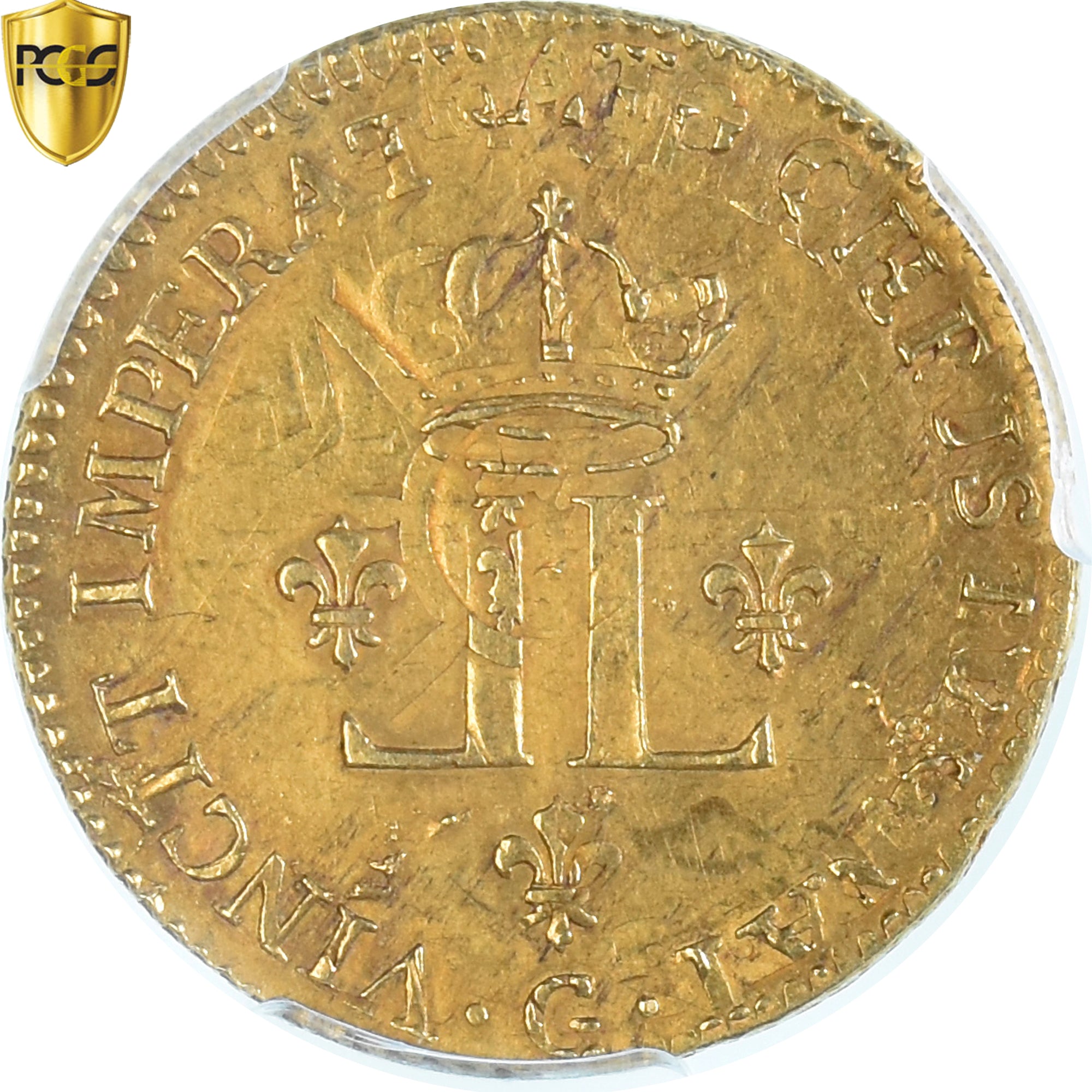 Moneta, Francia, Louis XV, louis d'or aux 2 L, 1720, Poitiers, réformé, PCGS