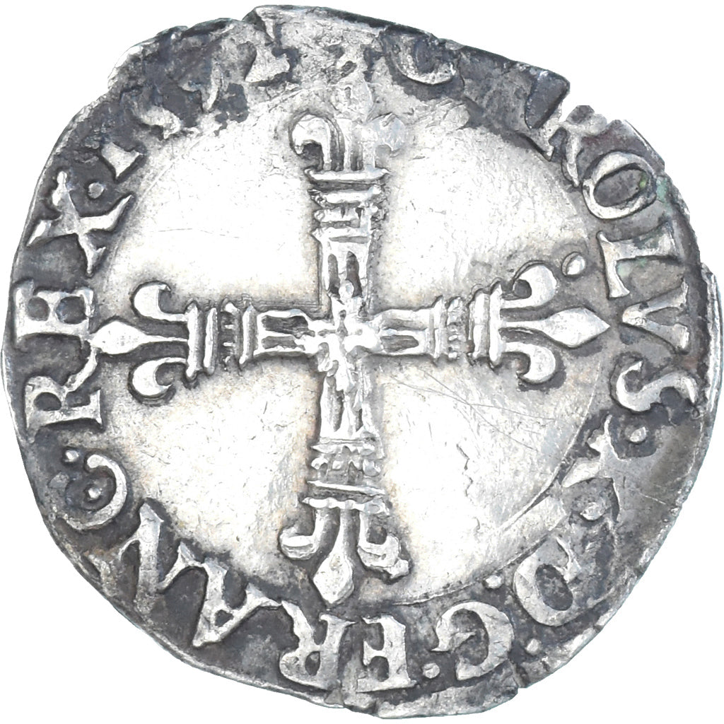 Monnaie, France, Charles X, 1/4 Ecu, 1592, Nantes, TTB, Argent, Gadoury:521