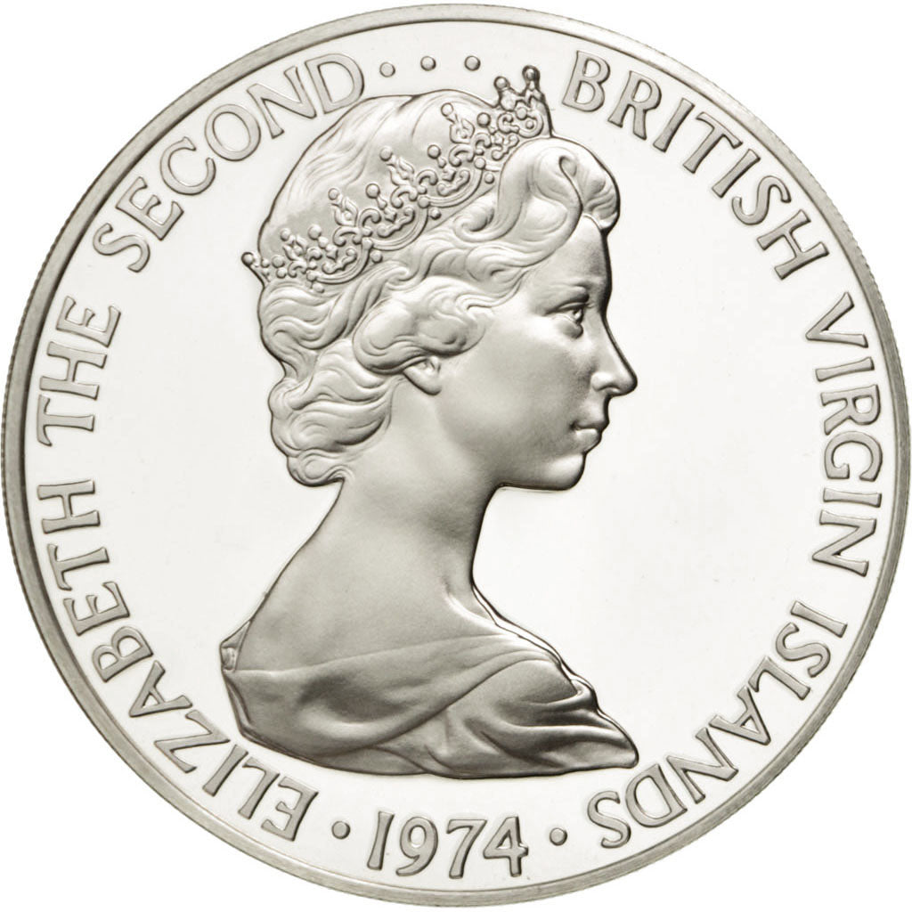 BRITISH VIRGIN ISLANDS, Dollar, 1974, Franklin Mint, KM #6, MS(65-70),...
