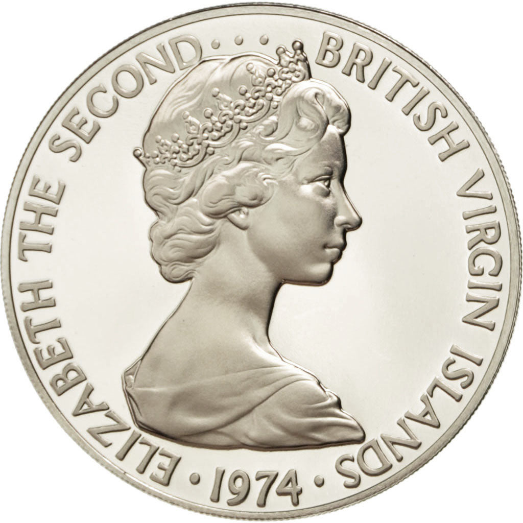 BRITISH VIRGIN ISLANDS, 50 Cents, 1974, Franklin Mint, KM #5, MS(63),...
