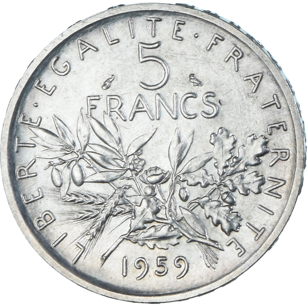 Coin, France, Semeuse, 5 Francs, 1959, Paris, ESSAI, petit 5, MS(64), Silver