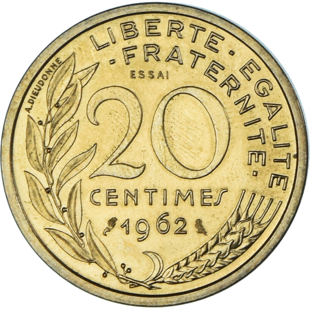 Coin, France, Marianne, 20 Centimes, 1962, Paris, ESSAI, MS(63)