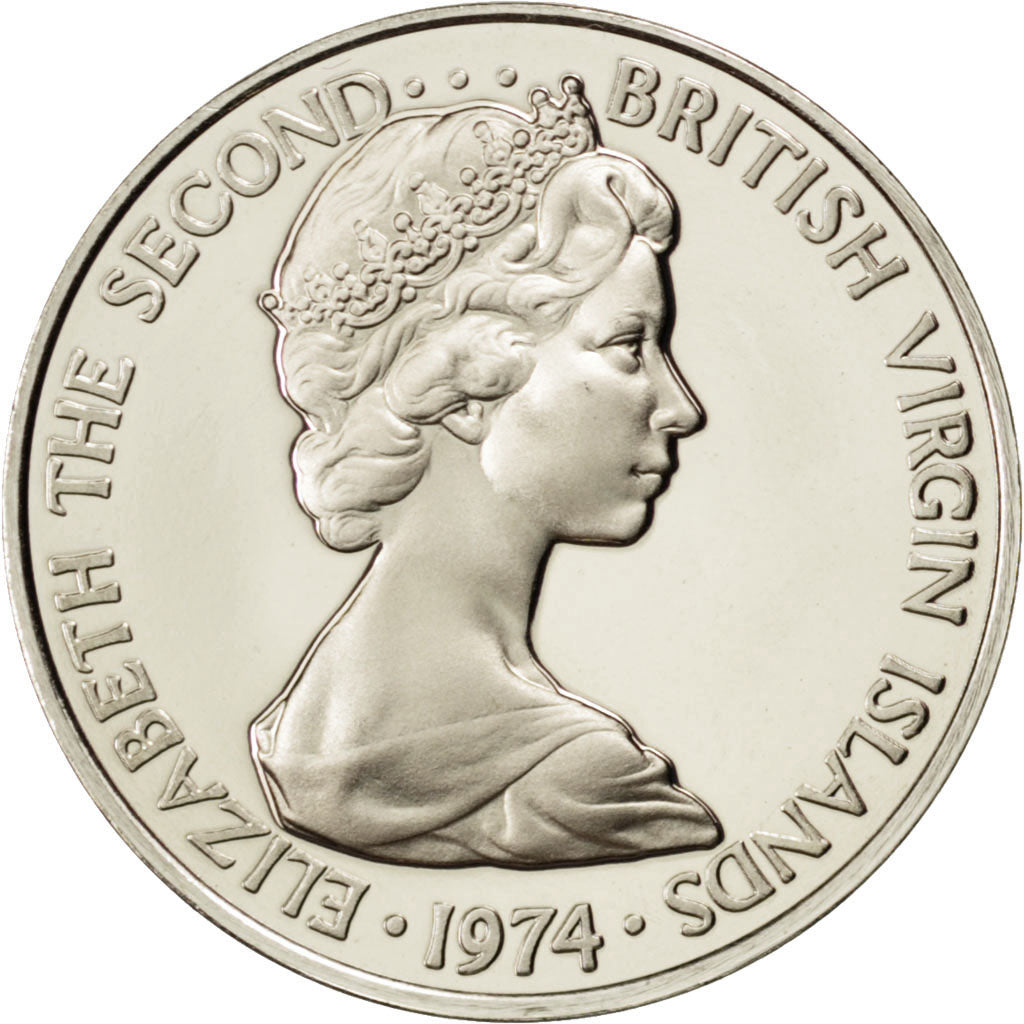 BRITISH VIRGIN ISLANDS, 5 Cents, 1974, Franklin Mint, KM #2, MS(65-70),...
