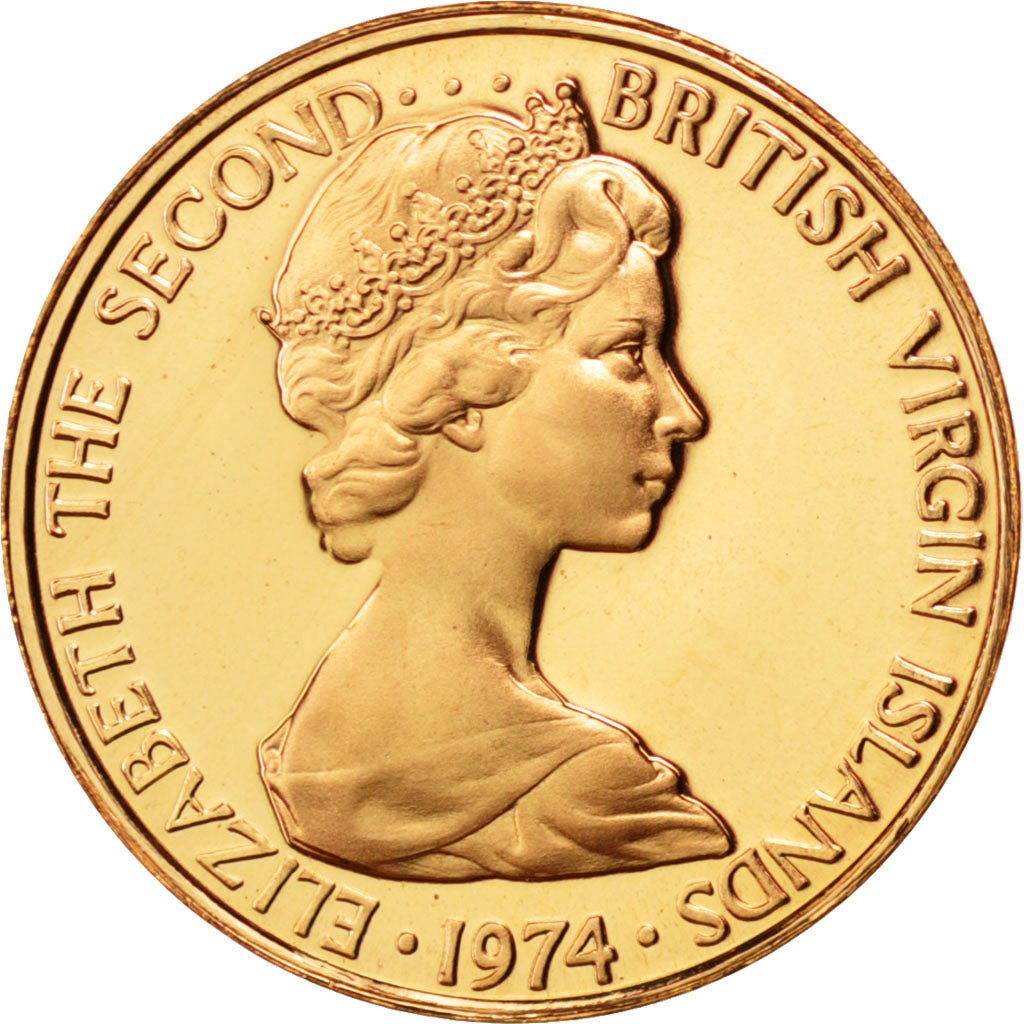 BRITISH VIRGIN ISLANDS, Cent, 1974, Franklin Mint, KM #1, MS(65-70), Bronze,...