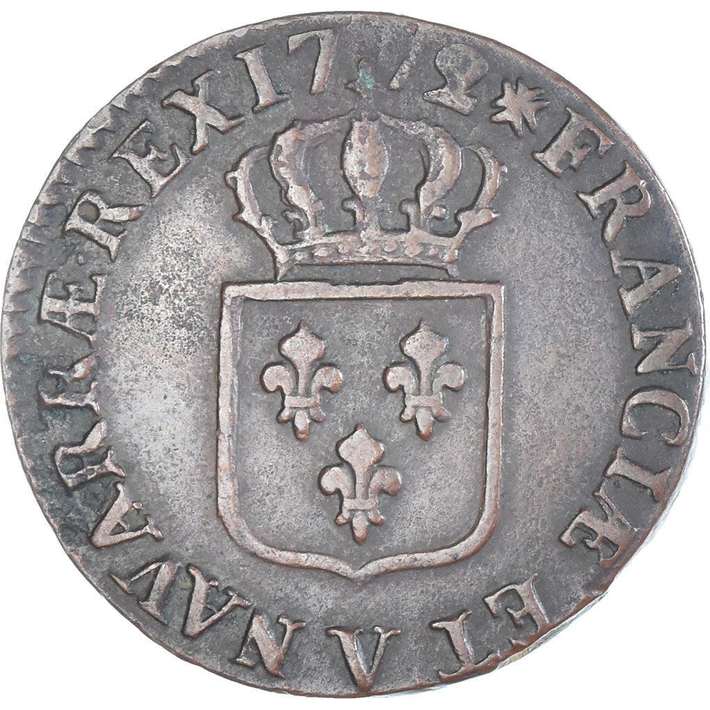 Münze, Frankreich, Louis XV, Sol à la vieille tête, 1772, Troyes, SS, Kupfer