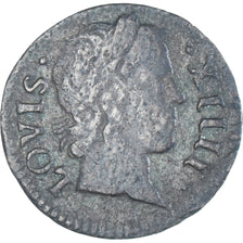 Coin, France, Louis XIV, Denier Tournois, 1649, Paris, VF(30-35), Copper