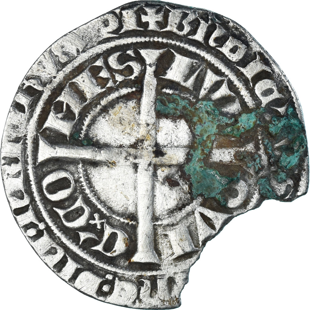 Moneda, Francia, Flanders, Louis II de Mâle, Gros, 1346-1384, BC+, Plata