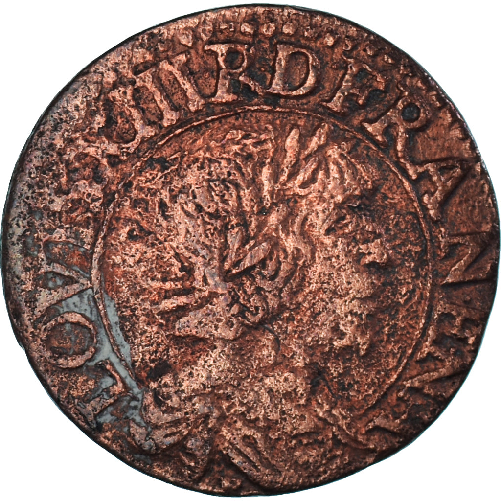 Munten, Frankrijk, Louis XIII, Double Tournois, 1638, FR+, Koper, Gadoury:11