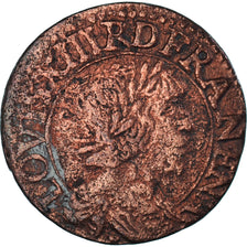 Munten, Frankrijk, Louis XIII, Double Tournois, 1638, FR+, Koper, Gadoury:11