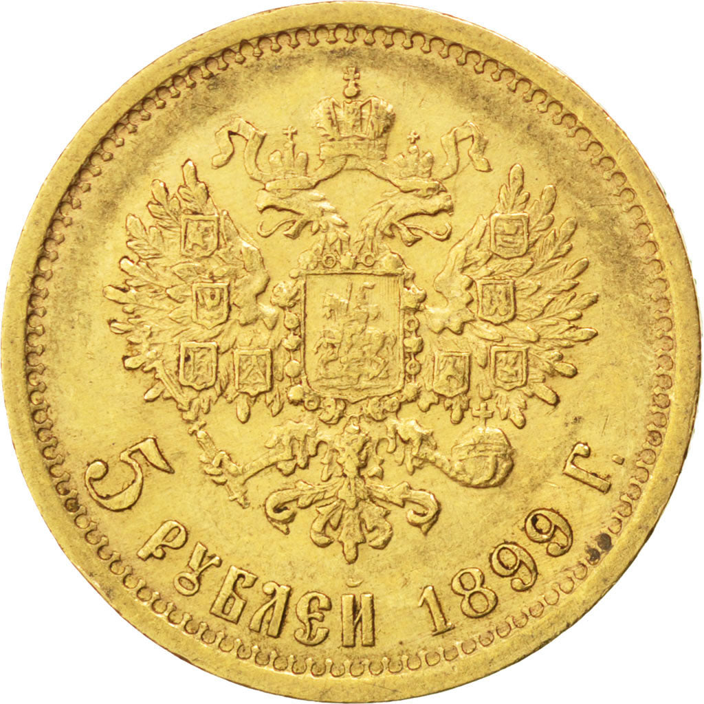 RUSSIA, 5 Roubles, 1899, St. Petersburg, KM #62, EF(40-45), Gold, 4.31