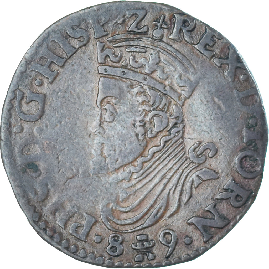 Coin, Spanish Netherlands, Philippe II, Liard, Oord, 1589, Tournai, VF(30-35)