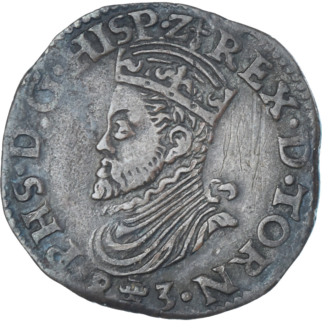 Monnaie, Pays-Bas espagnols, Philippe II, Liard, Oord, 1583, Tournai, TTB