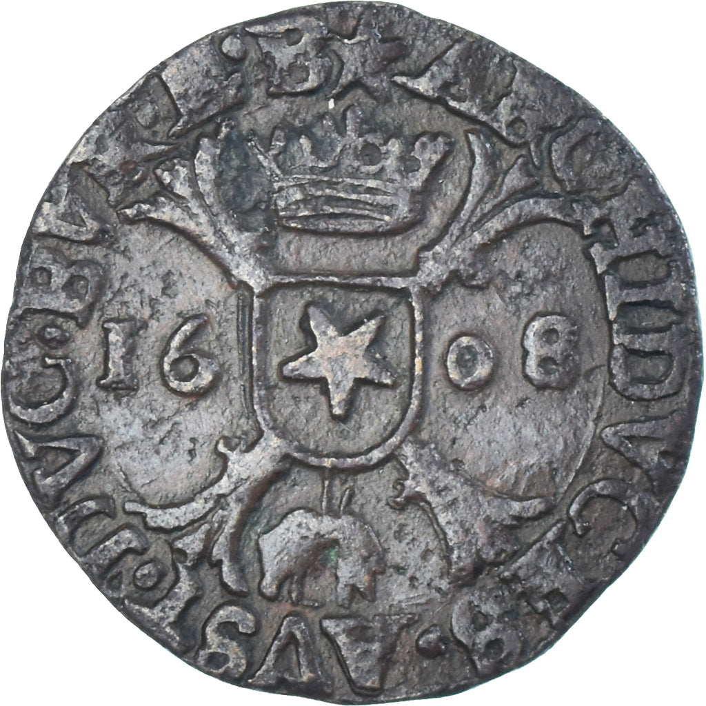 Coin, Spanish Netherlands, Albert & Isabella, Liard, Oord, 1608, Maastricht