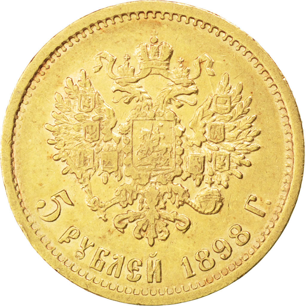 RUSSIA, 5 Roubles, 1898, St. Petersburg, KM #62, EF(40-45), Gold, 4.30