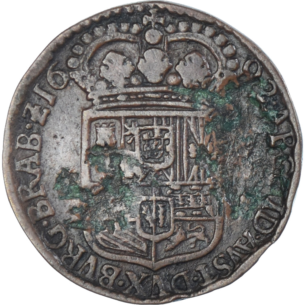 Moneta, Paesi Bassi Spagnoli, Charles II, Liard, Oord, 1692, Anvers, MB+, Rame