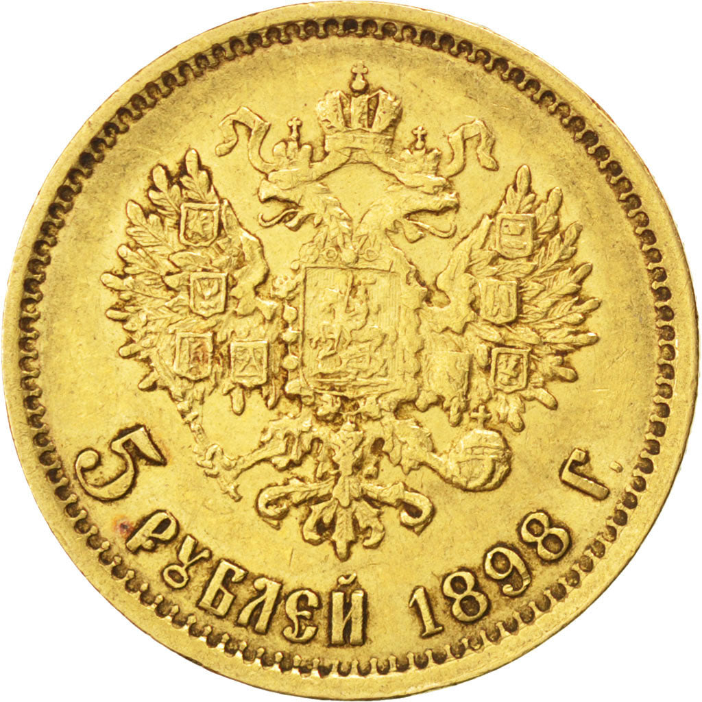 RUSSIA, 5 Roubles, 1898, St. Petersburg, KM #62, EF(40-45), Gold, 4.30