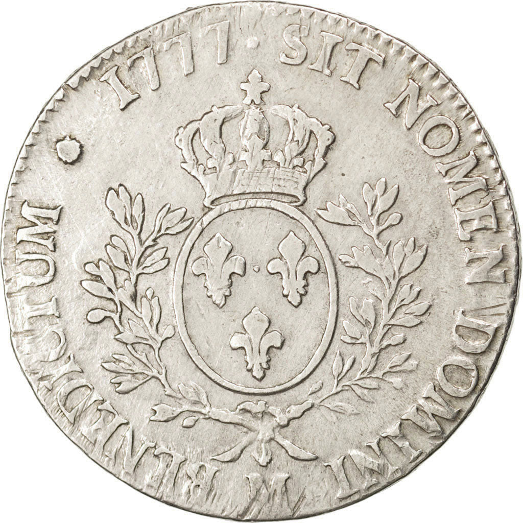 FRANCE, Écu aux branches d'olivier, ECU, 1777, Toulouse, KM #564.10, VF(30-35), 