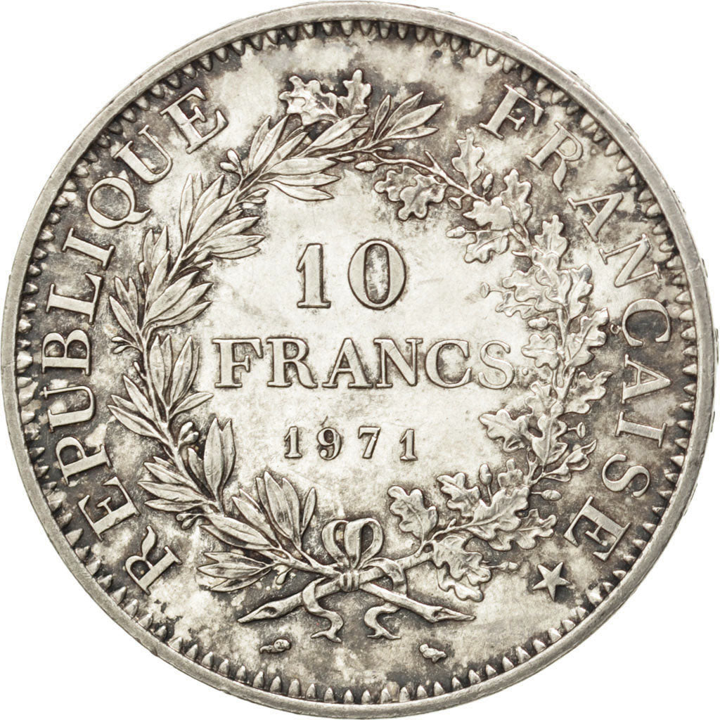 FRANCE, Hercule, 10 Francs, 1971, Paris, KM #932, MS(63), Silver, 37, Gadoury...