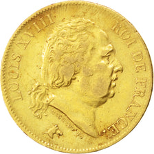 Francia, Louis XVIII, Louis XVIII, 40 Francs, 1818, Lille, BB, Oro, KM:713.6,...