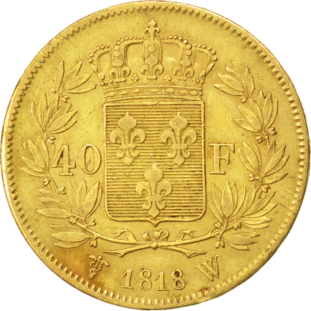 Francia, Louis XVIII, Louis XVIII, 40 Francs, 1818, Lille, BB, Oro, KM:713.6,...
