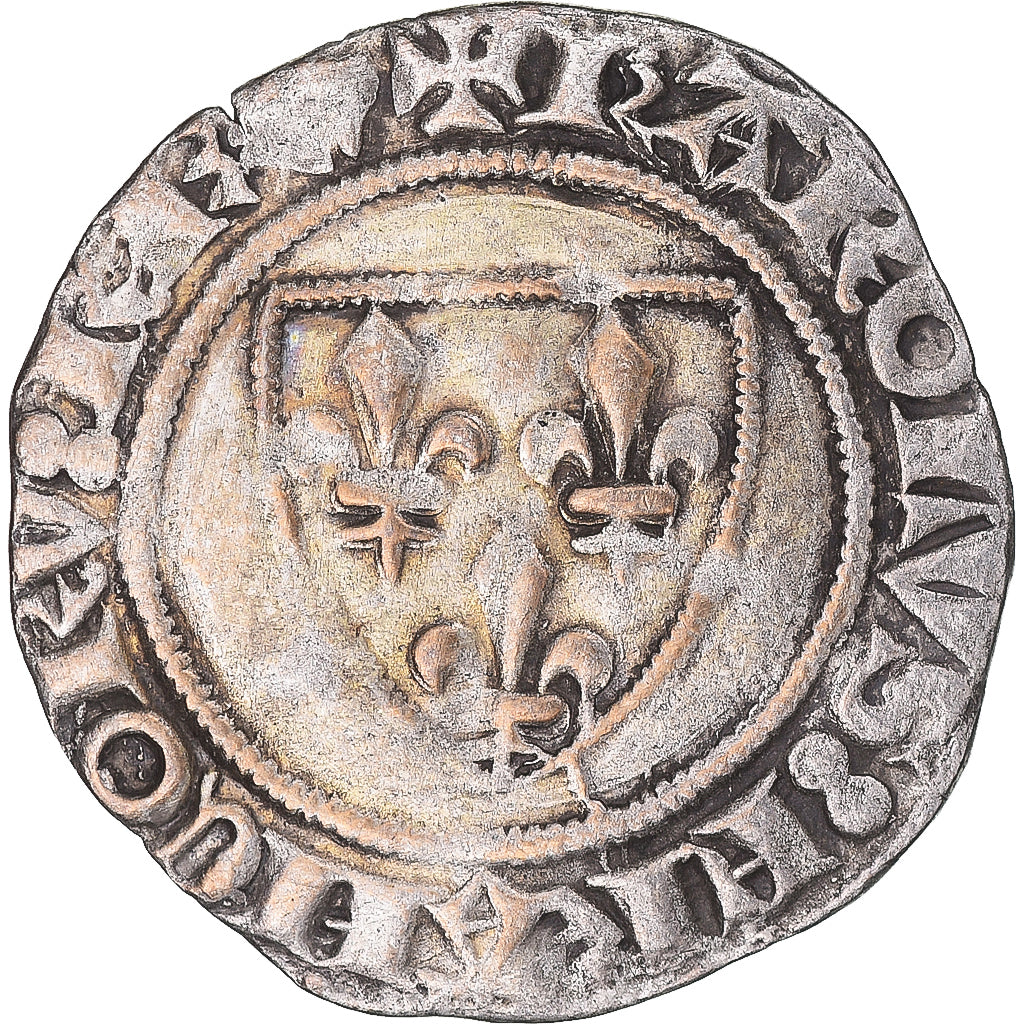 Coin, France, Charles VI, Blanc Guénar, Saint-Quentin, EF(40-45), Silver