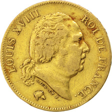FRANCE, Louis XVIII, 40 Francs, 1818, Lille, KM #713.6, VF(30-35), Gold,...