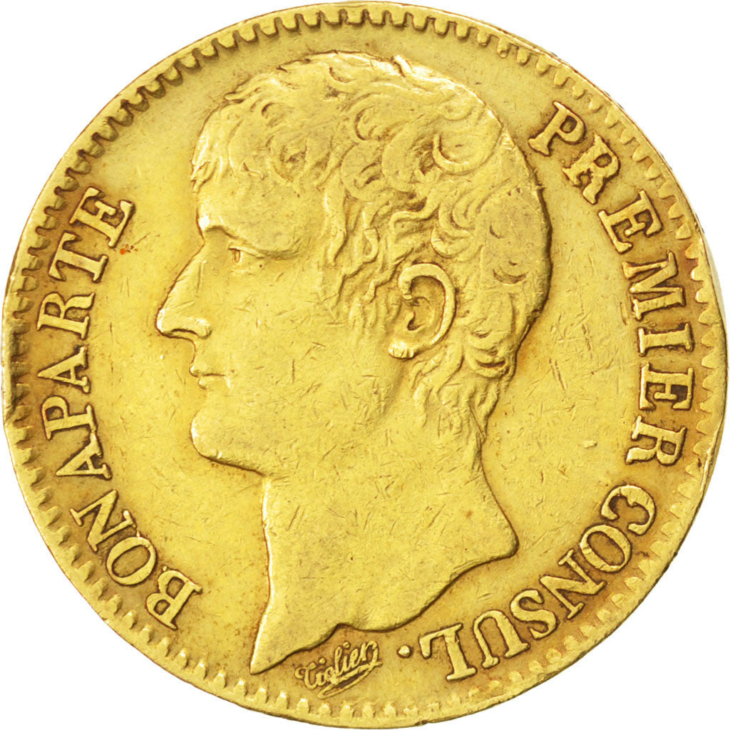 FRANCE, Napoléon I, 40 Francs, 1802, Paris, KM #652, EF(40-45), Gold, Gadoury #.