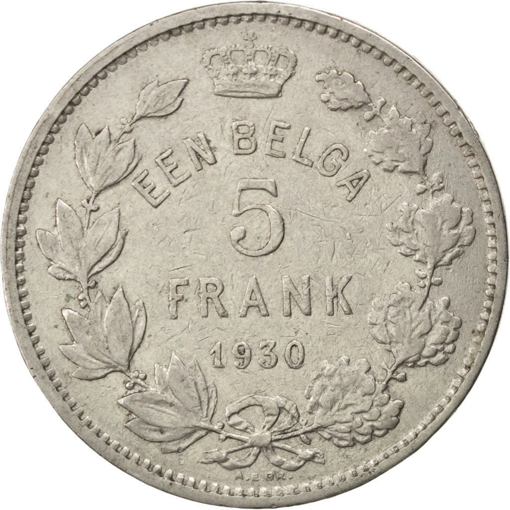 Coin, Belgium, 5 Francs, 5 Frank, 1930, EF(40-45), Nickel, KM:98