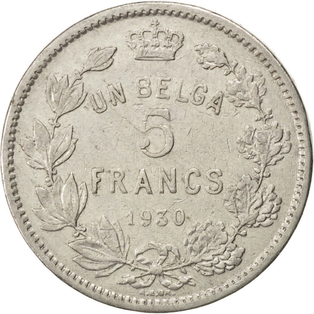 Coin, Belgium, 5 Francs, 5 Frank, 1930, EF(40-45), Nickel, KM:97.1